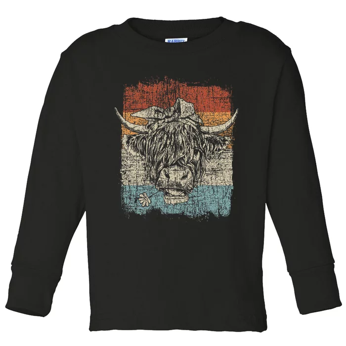 Scottish Highland Cow Cattle Hairy Cow Flowers Woman Toddler Long Sleeve Shirt