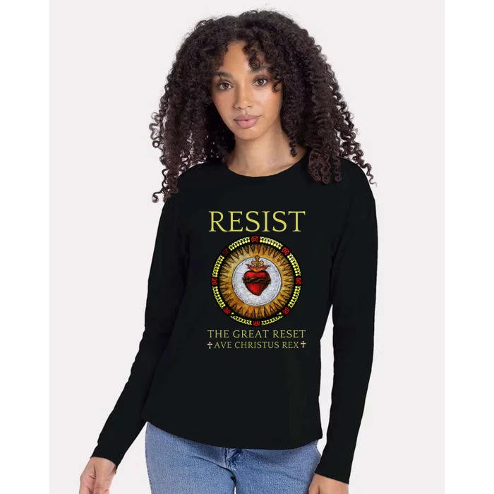 Sacred Heart Conservative Roman Catholic Great Reset Gift Womens Cotton Relaxed Long Sleeve T-Shirt