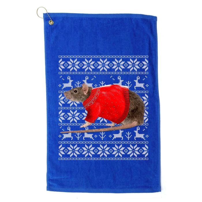 Santa Hat Christmas Lights Rat Ugly Xmas Sweater Gift Platinum Collection Golf Towel