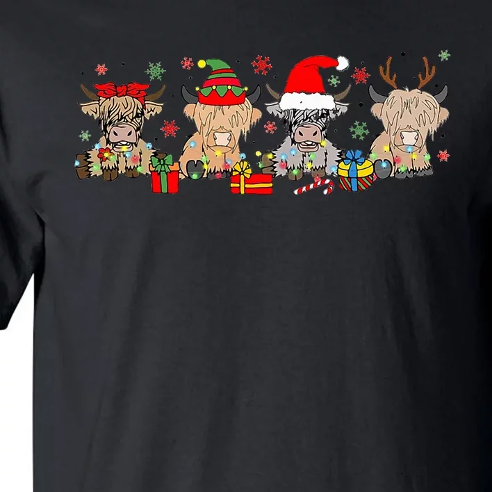 Scottish Highland Cow Christmas Tree Funny Cow Lover Xmas Tall T-Shirt