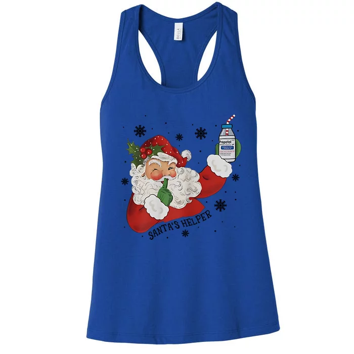 SantaS Helper Christmas Icu Nurse Crna Propofol Rn Cute Gift Women's Racerback Tank