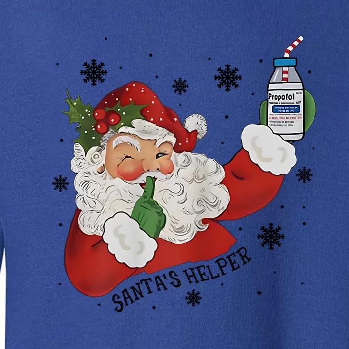 SantaS Helper Christmas Icu Nurse Crna Propofol Rn Cute Gift Toddler Sweatshirt