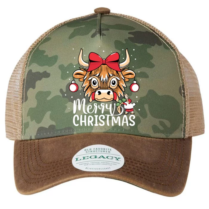 Scottish Highland Cow Merry Christmas Snow Legacy Tie Dye Trucker Hat