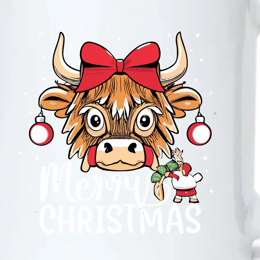 Scottish Highland Cow Merry Christmas Snow Black Color Changing Mug