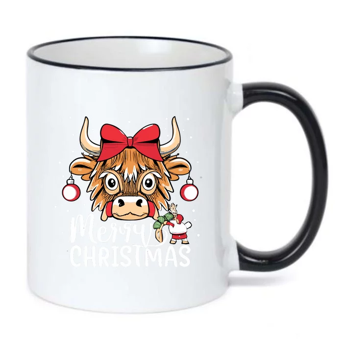 Scottish Highland Cow Merry Christmas Snow Black Color Changing Mug