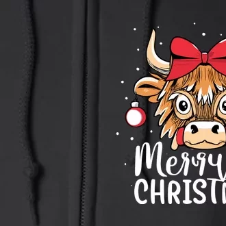 Scottish Highland Cow Merry Christmas Snow Full Zip Hoodie