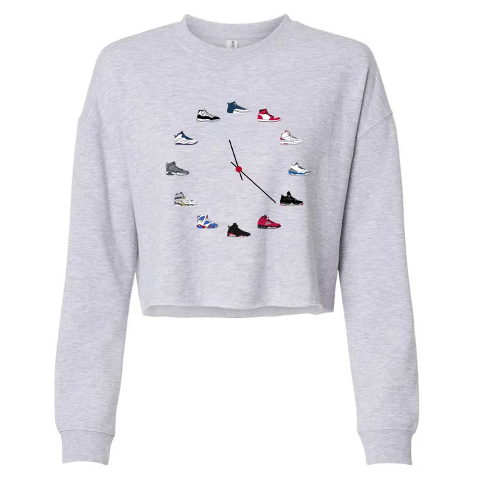 Sneaker Head Clock Cropped Pullover Crew