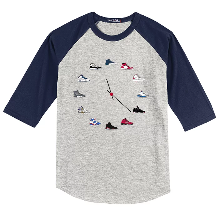 Sneaker Head Clock Kids Colorblock Raglan Jersey