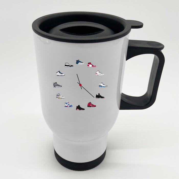 Sneaker Head Clock Front & Back Stainless Steel Travel Mug