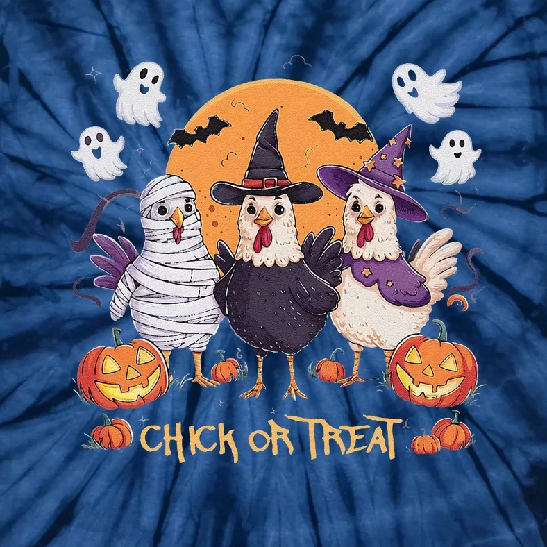 Spooky Halloween Chicken Pumpkin Farm Chick Or Treat Tie-Dye T-Shirt