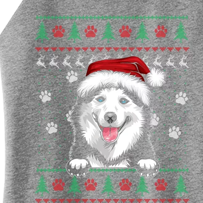 Siberian Husky Christmas Ugly Sweater Funny Dog Lover Great Gift Women’s Perfect Tri Rocker Tank