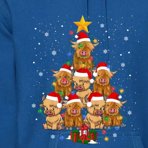 Scottish Highland Cow Christmas Tree Funny Cow Lover Xmas Great Gift Premium Hoodie