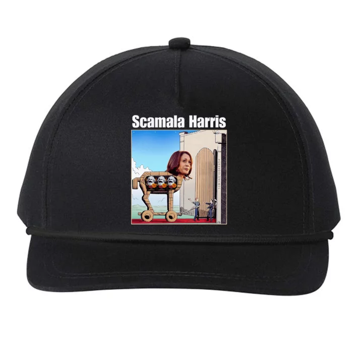 Scamala Harris Communism Trojan Horse Snapback Five-Panel Rope Hat