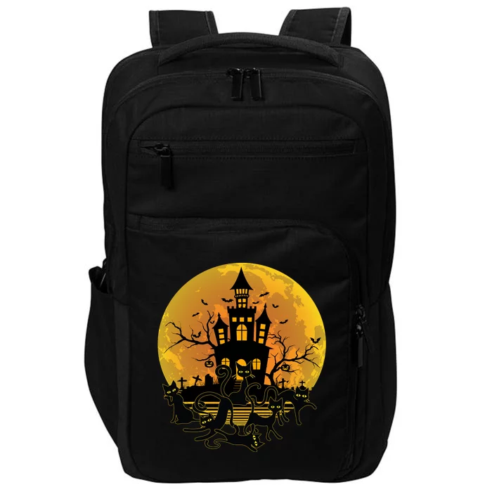 Spooky Halloween Castle Black Cats Impact Tech Backpack