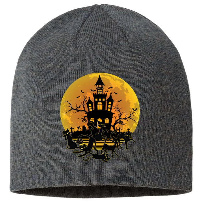 Spooky Halloween Castle Black Cats 8 1/2in Sustainable Knit Beanie