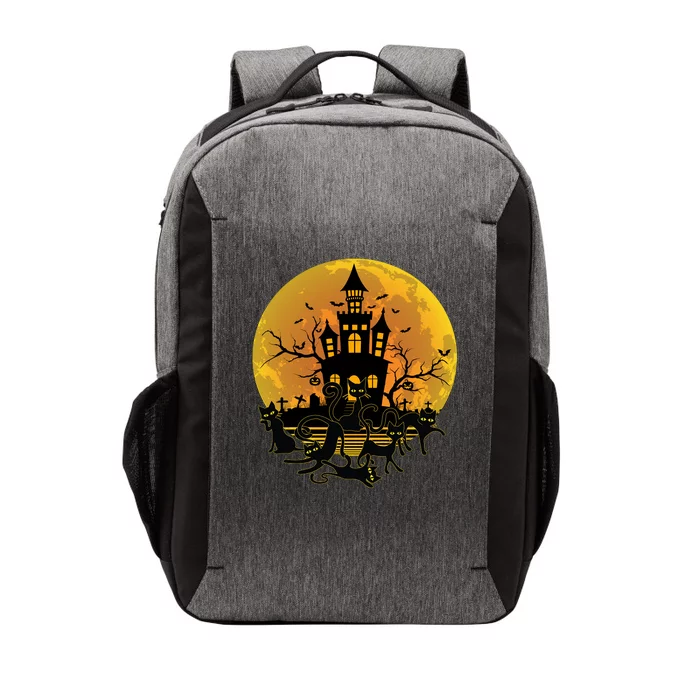 Spooky Halloween Castle Black Cats Vector Backpack