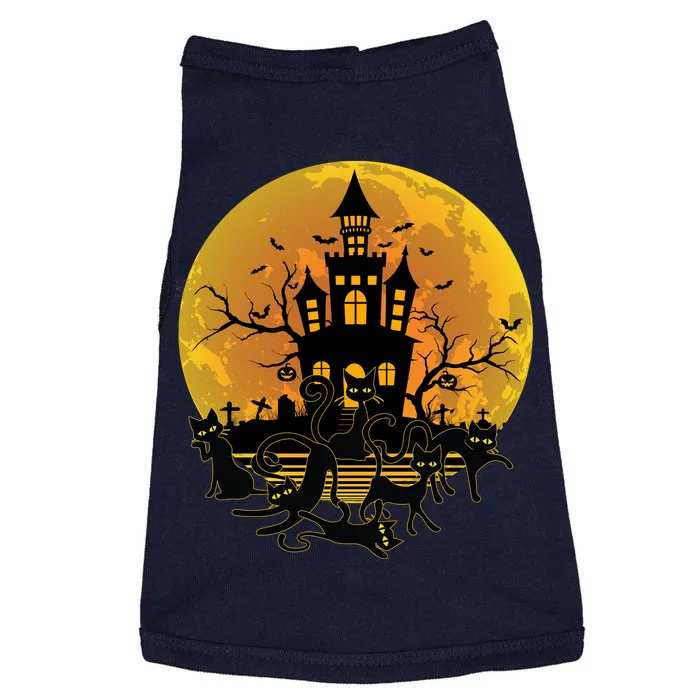 Spooky Halloween Castle Black Cats Doggie Tank