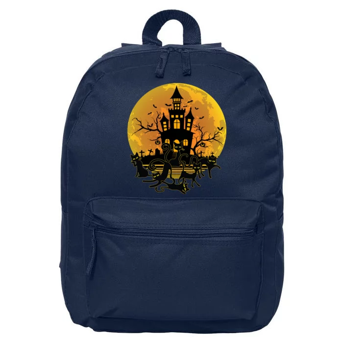 Spooky Halloween Castle Black Cats 16 in Basic Backpack