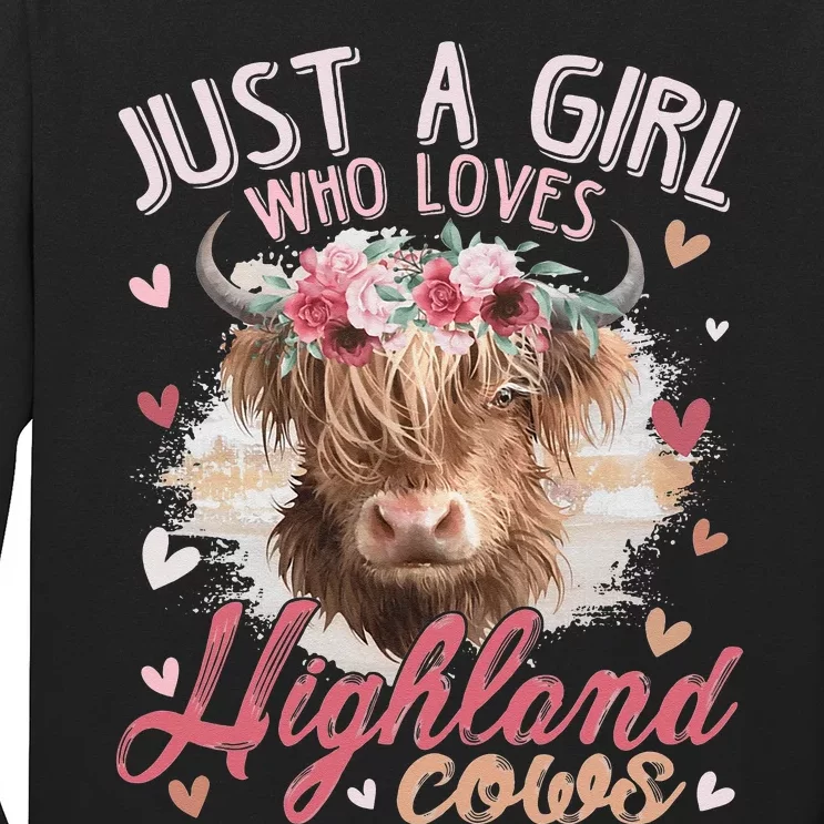 Scottish Highland Cow Just a Girl Who Loves Highland Cows Long Sleeve Shirt