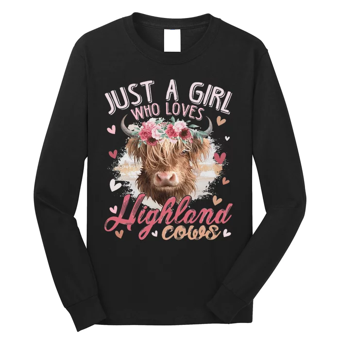 Scottish Highland Cow Just a Girl Who Loves Highland Cows Long Sleeve Shirt