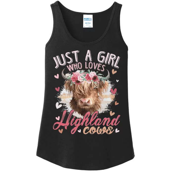 Scottish Highland Cow Just a Girl Who Loves Highland Cows Ladies Essential Tank