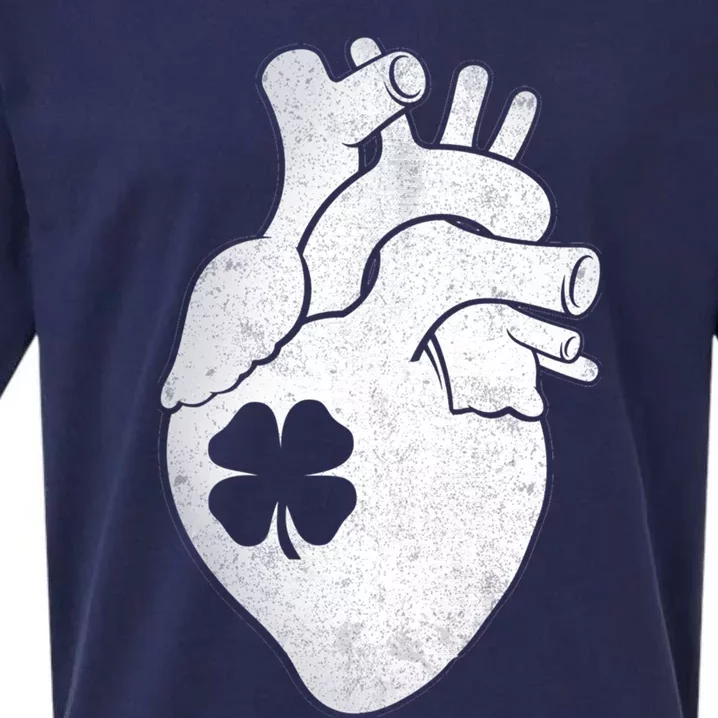 Shamrock Heart Cardiac Nurse St Patricks Day Anatomy Gift Sueded Cloud Jersey T-Shirt