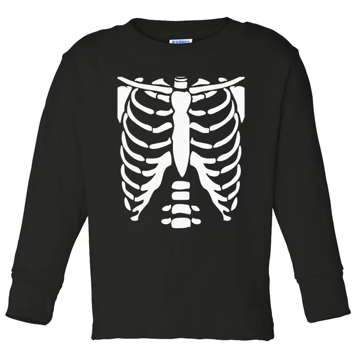 SKELETON Halloween Costume Rib Cage Anatomy Toddler Long Sleeve Shirt