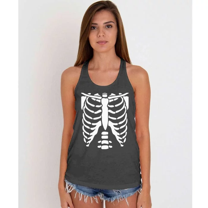 SKELETON Halloween Costume Rib Cage Anatomy Women's Knotted Racerback Tank