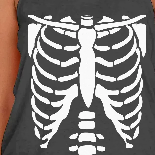 SKELETON Halloween Costume Rib Cage Anatomy Women's Knotted Racerback Tank