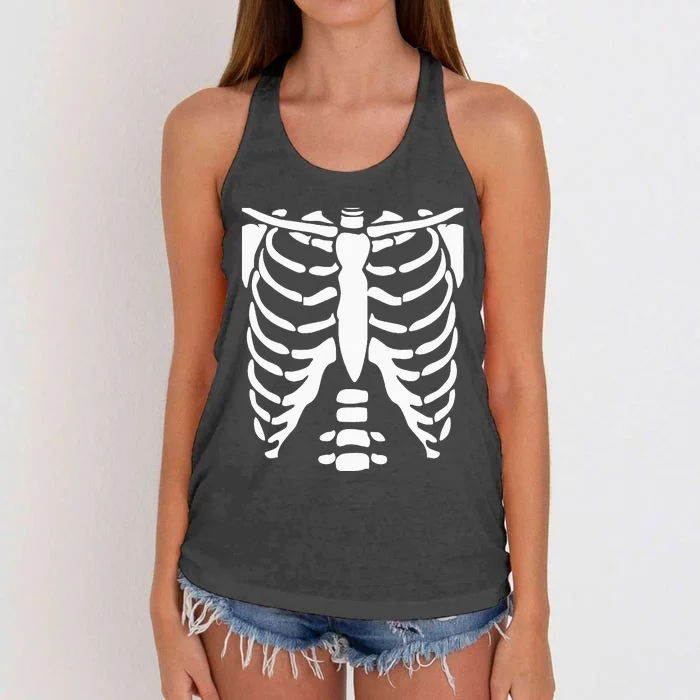 SKELETON Halloween Costume Rib Cage Anatomy Women's Knotted Racerback Tank