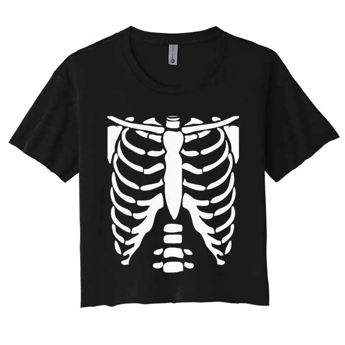 SKELETON Halloween Costume Rib Cage Anatomy Women's Crop Top Tee