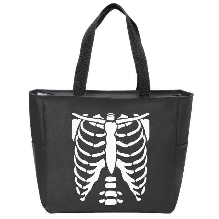 SKELETON Halloween Costume Rib Cage Anatomy Zip Tote Bag