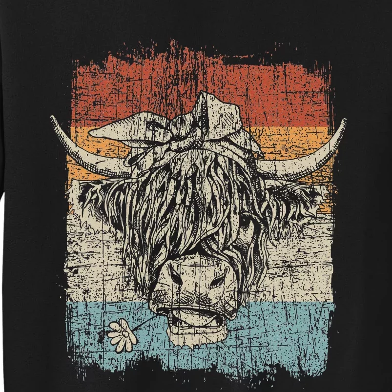 Scottish Highland Cow Cattle Hairy Cow Flowers Woman Sweatshirt