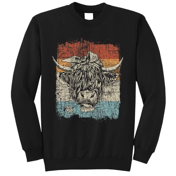 Scottish Highland Cow Cattle Hairy Cow Flowers Woman Sweatshirt