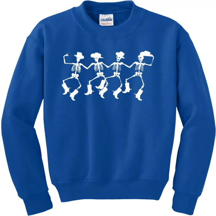 Spooky Halloween Cowboys Skeleton Dance Kids Sweatshirt