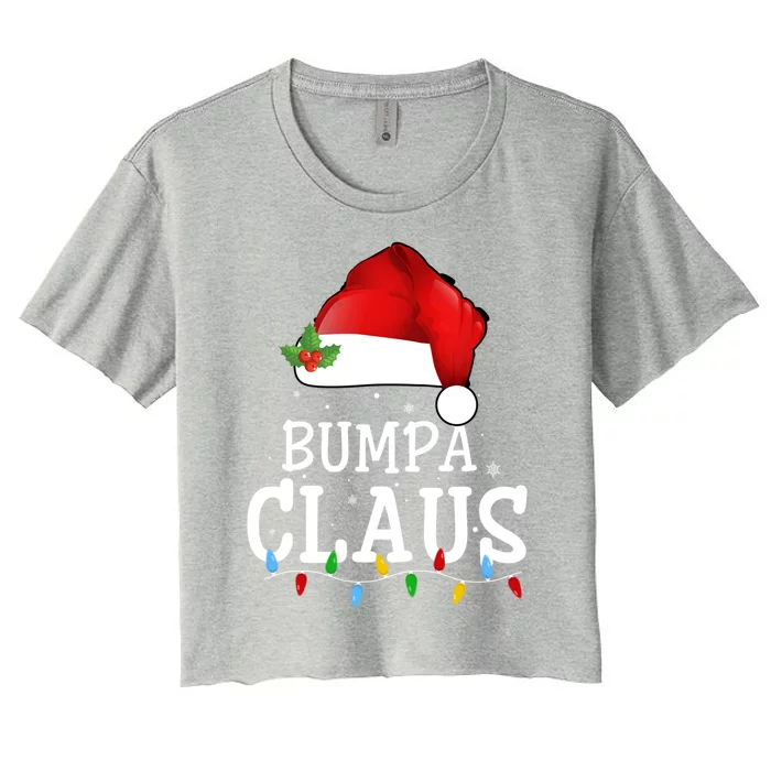 Santa Hat Christmas Lights Decor Funny Xmas Bumpa Claus Gift Women's Crop Top Tee