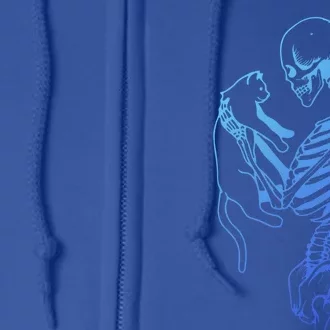 Skeleton Holding Cat Funny Cat Lover Design Gift Full Zip Hoodie