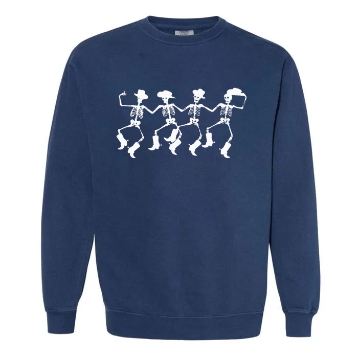 Spooky Halloween Cowboys Skeleton Dance Garment-Dyed Sweatshirt