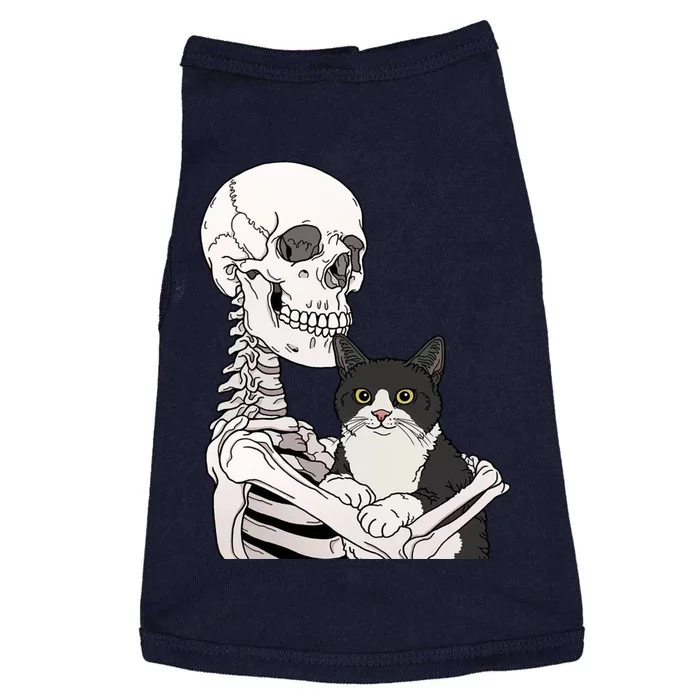 Skeleton Holding Cat Doggie Tank