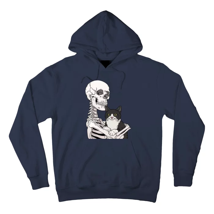 Skeleton Holding Cat Hoodie