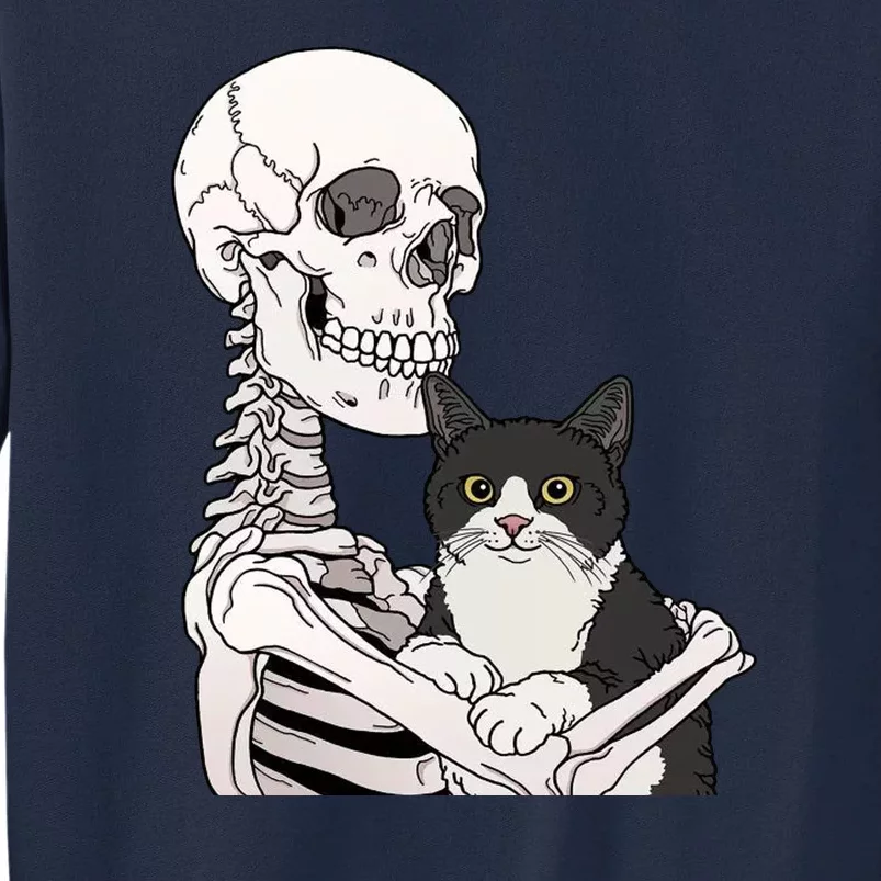 Skeleton Holding Cat Tall Sweatshirt