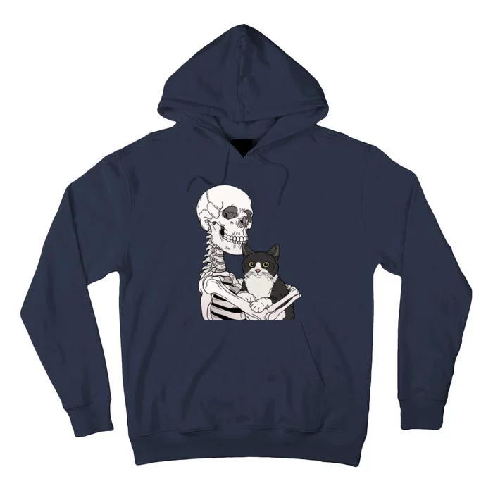 Skeleton Holding Cat Tall Hoodie