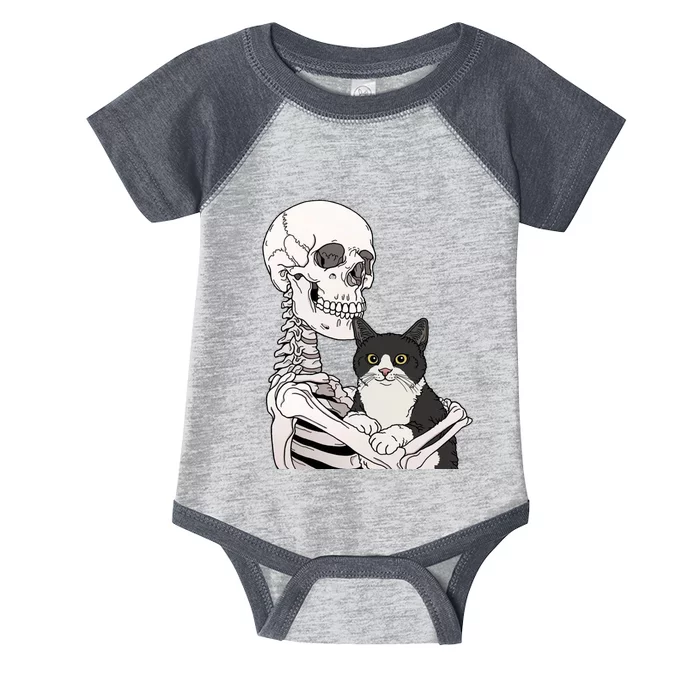 Skeleton Holding Cat Infant Baby Jersey Bodysuit