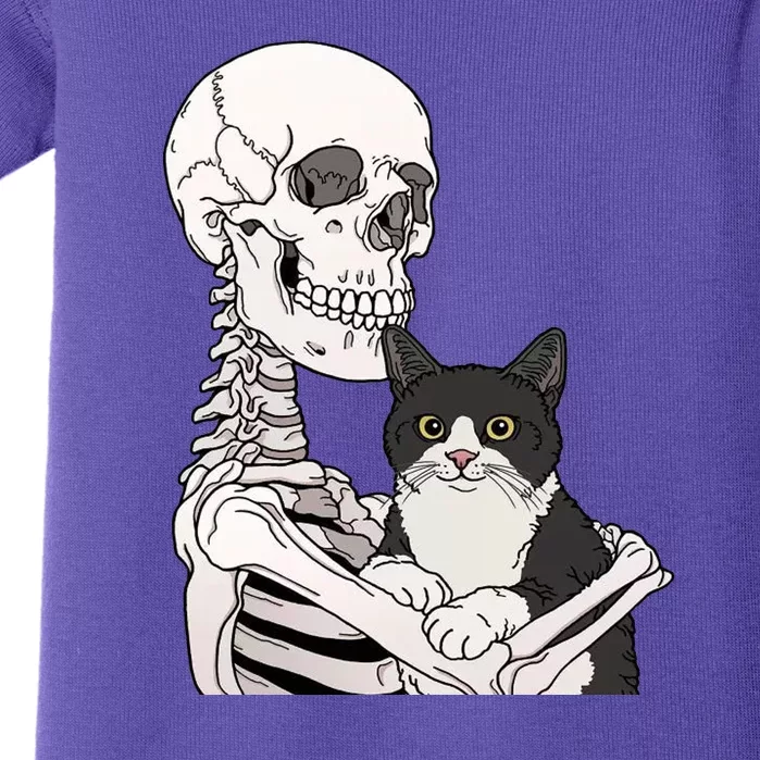 Skeleton Holding Cat Baby Bodysuit