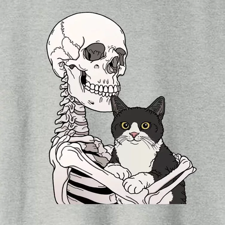 Skeleton Holding Cat Women's Crop Top Tee