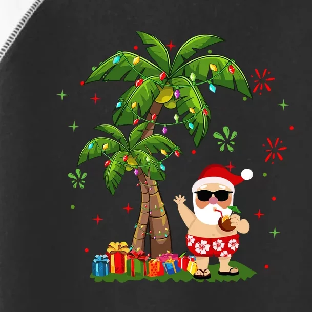 Santa Hawaiian Christmas Palm Tree Lights Xmas Toddler Fine Jersey T-Shirt