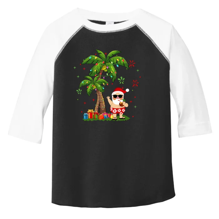 Santa Hawaiian Christmas Palm Tree Lights Xmas Toddler Fine Jersey T-Shirt