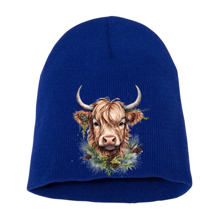 Scottish Highland Cow Cattle Hairy Cow Christmas Funny Gift Short Acrylic Beanie