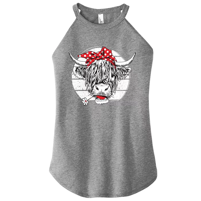 Scottish Highland Cow Cattle Hairy Cow Flowers Gift Women’s Perfect Tri Rocker Tank