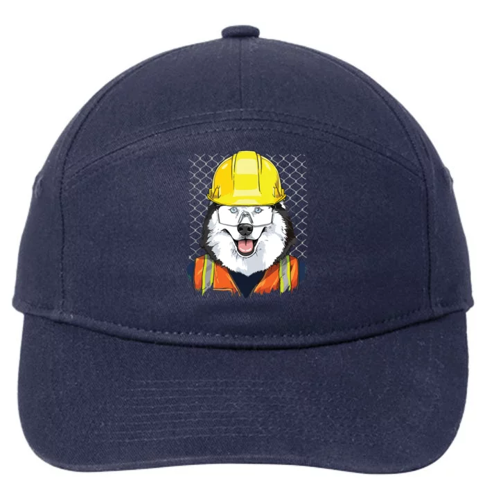 Siberian Husky Construction Worker Siberian Husky Dog 7-Panel Snapback Hat